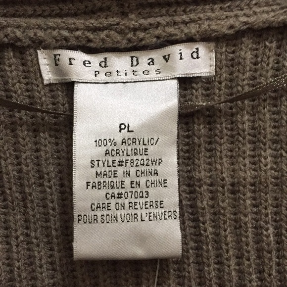 Fred David dark taupe cardigan ( sz petite lg) - Picture 5 of 10